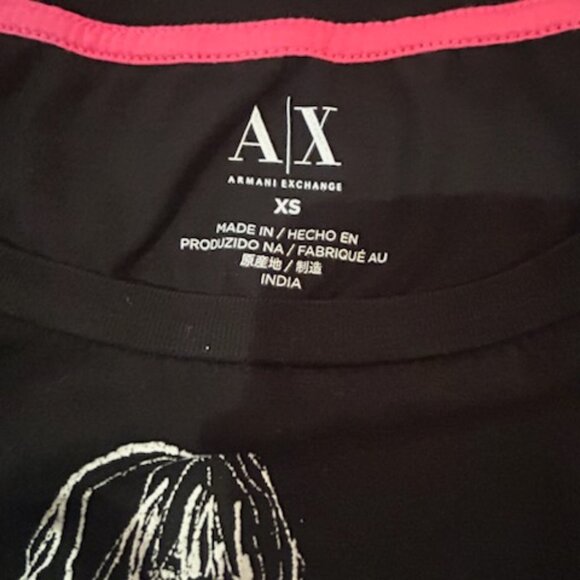 NWOT Vintage Armani Exchange Black Fitted Graphic Tee Cap Sleeve - Picture 5 of 9